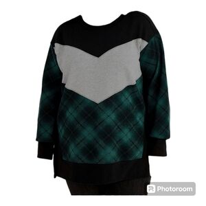 Maurices | Willowsoft Plaid Color block Fleece Seeatshirt | 3XL